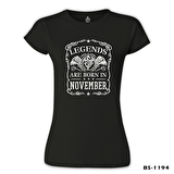 Burç - Born in November Crown Siyah Bayan Tshirt
