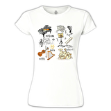 Müzik - Akort Beyaz Bayan Tshirt
