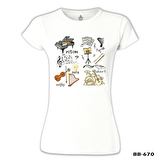 Müzik - Akort Beyaz Bayan Tshirt