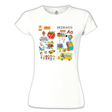 İlkolkul - Alfabe Beyaz Bayan Tshirt