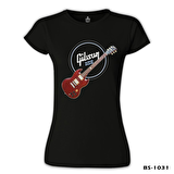 Gitar - Gibson - USA Siyah Kadın Tshirt