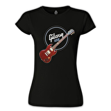 Gitar - Gibson - USA Siyah Bayan Tshirt