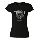 Tenis - Love It Siyah Bayan Tshirt