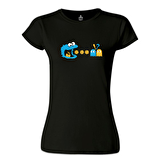 Pac-Man - Kurabiye Canavarı Siyah Bayan Tshirt