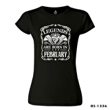 Burç - Born in February Crown Siyah Kadın Tshirt