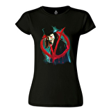 V for Vendetta - Give him a Mask Siyah Bayan Tshirt