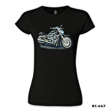 Motosiklet Siyah Bayan Tshirt