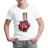 Boks Eldivenleri Beyaz Çocuk Tshirt