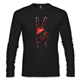 Zafer İşareti Siyah Erkek Sweatshirt