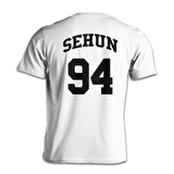 EXO - Sehun 94 (Ön-Arka) Beyaz Erkek Tshirt