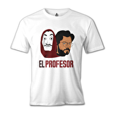 La Casa De Papel - El Profesor Beyaz Erkek Tshirt