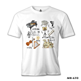 Müzik - Akort Beyaz Erkek Tshirt
