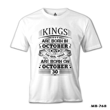 Real Kings Born on October - Date Beyaz Erkek Tshirt
