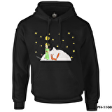 Küçük Prens - Moon and Back Siyah Erkek Fermuarsız Kapşonlu