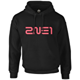 2NE1 - Logo Siyah Erkek Fermuarsız Kapşonlu