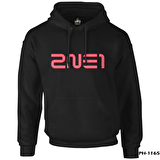 2NE1 - Logo Siyah Erkek Fermuarsız Kapşonlu