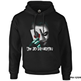 Joker - Cards Siyah Erkek Fermuarsız Kapşonlu