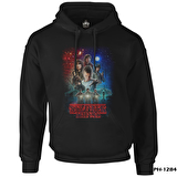 Stranger Things - Moonlight Siyah Erkek Fermuarsız Kapşonlu