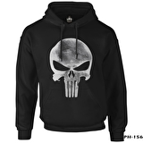Punisher - Logo Siyah Erkek Fermuarsız Kapşonlu