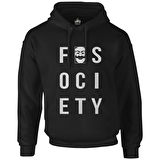Mr. Robot - Fsociety Logo Siyah Erkek Fermuarsız Kapşonlu