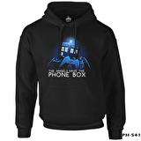 Doctor Who - Angels Have The Phone Box Siyah Erkek Fermuarsız Kapşonlu