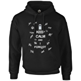 Doctor Who - Keep Calm and i Forgot Siyah Erkek Fermuarsız Kapşonlu
