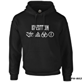 Led Zeppelin Logo Siyah Erkek Fermuarsız Kapşonlu