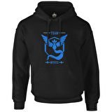 Pokemon Go - Team Mystic Siyah Erkek Fermuarsız Kapşonlu