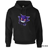 Pokemon Go - Gengar Siyah Erkek Fermuarsız Kapşonlu