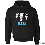 R.E.M Siyah Erkek Fermuarsız Kapşonlu