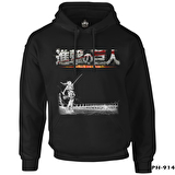 Attack on Titan  Siyah Erkek Fermuarsız Kapşonlu