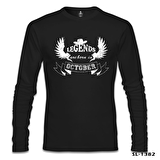 Legends Born in October - Hat Siyah Erkek Sweatshirt