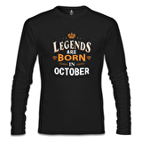 Legends Born in October - King Siyah Erkek Sweatshirt