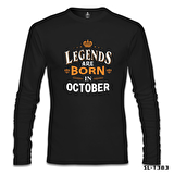 Legends Born in October - King Siyah Erkek Sweatshirt