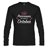 Princess Born in October - Heart Siyah Erkek Sweatshirt