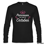 Princess Born in October - Heart Siyah Erkek Sweatshirt