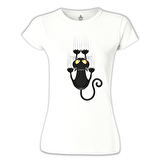 Kedi - Scratch Beyaz Bayan Tshirt