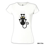 Kedi - Scratch Beyaz Bayan Tshirt