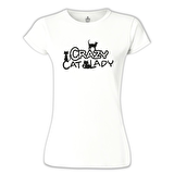Cat Lady Beyaz Bayan Tshirt