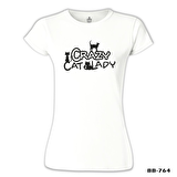 Cat Lady Beyaz Bayan Tshirt