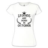 Legends Born in October - Vintage Beyaz Bayan Tshirt