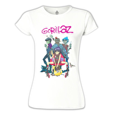 Gorillaz - Band Beyaz Bayan Tshirt