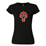 World Warcraft - Logo Siyah Kadın Tshirt