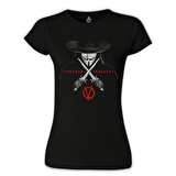 V for Vendetta - Freedom Siyah Bayan Tshirt