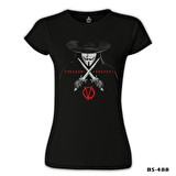 V for Vendetta - Freedom Siyah Bayan Tshirt