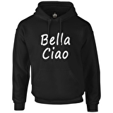 Casa de Papel - Bella Ciao Siyah Erkek Fermuarsız Kapşonlu