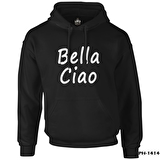 Casa de Papel - Bella Ciao Siyah Erkek Fermuarsız Kapşonlu