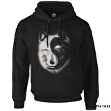 Kurt - Yin Yang Siyah Erkek Fermuarsız Kapşonlu
