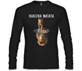 Hakuna Matata - Aslan Siyah Erkek Sweatshirt