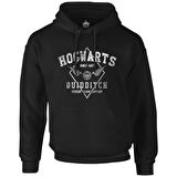 Hogwards - Quidditch Siyah Erkek Fermuarsız Kapşonlu